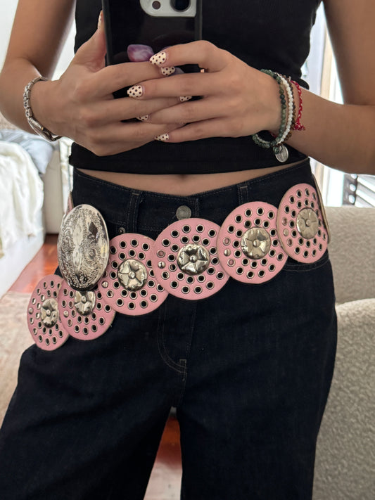 Cinturon Circular Western Ajustable Rosa