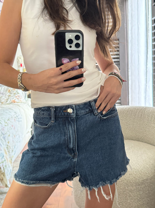 Zara Shorts Mid Rise Mezclilla
