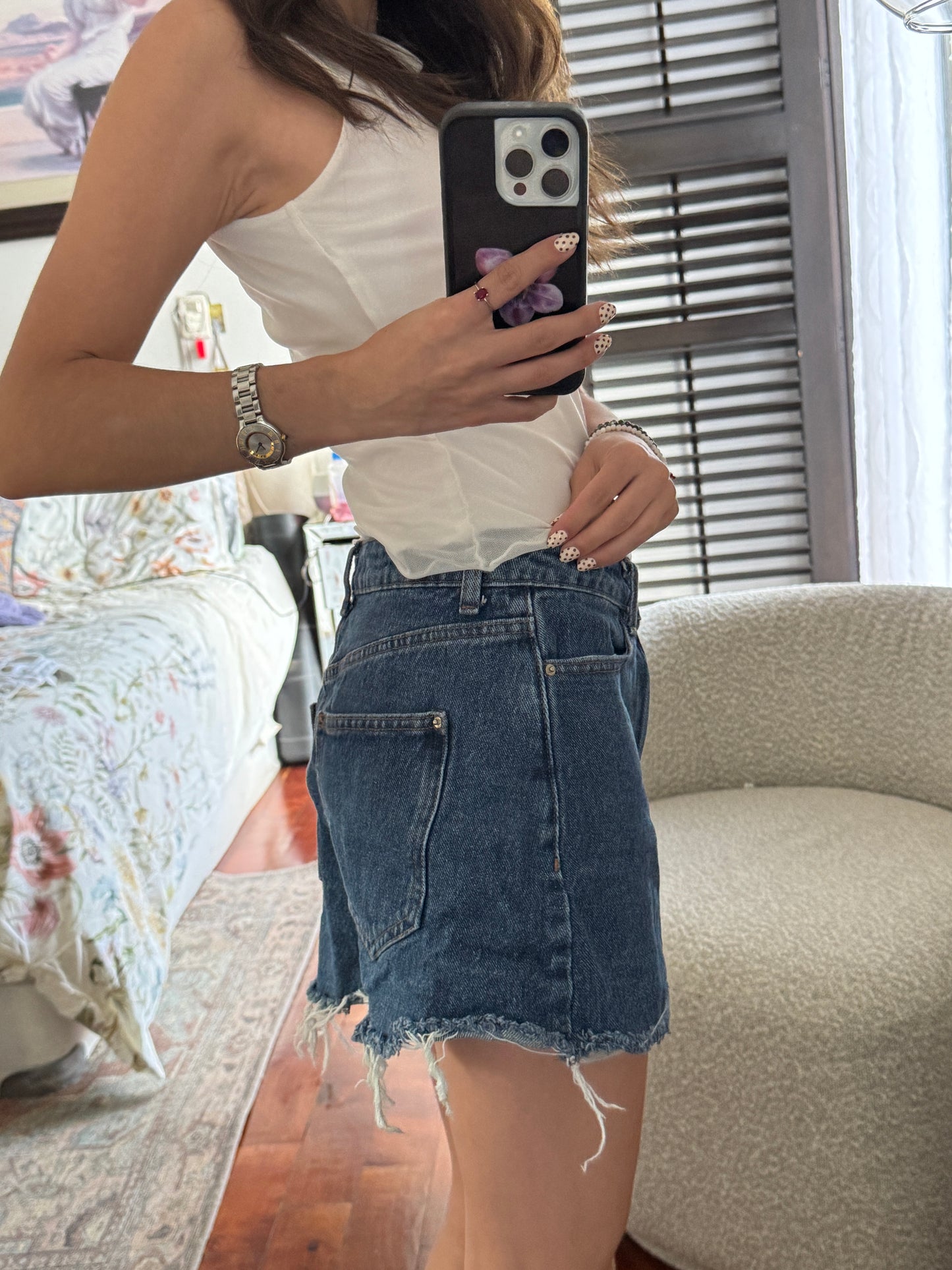 Zara Shorts Mid Rise Mezclilla