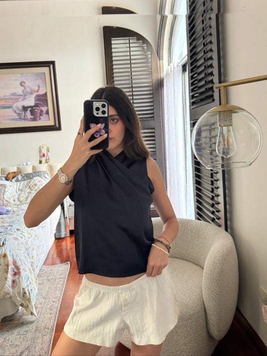 Zara Blusa Azul Marino sin mangas