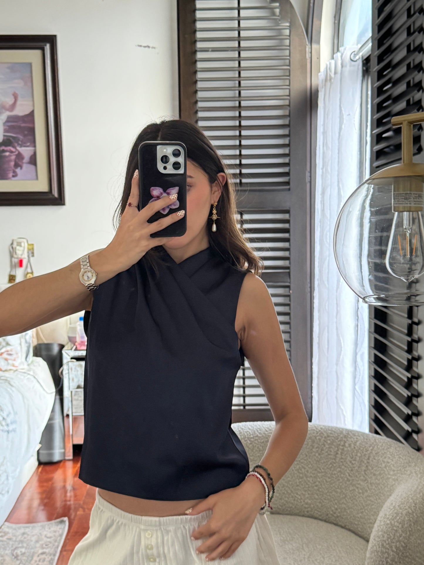 Zara Blusa Azul Marino sin mangas
