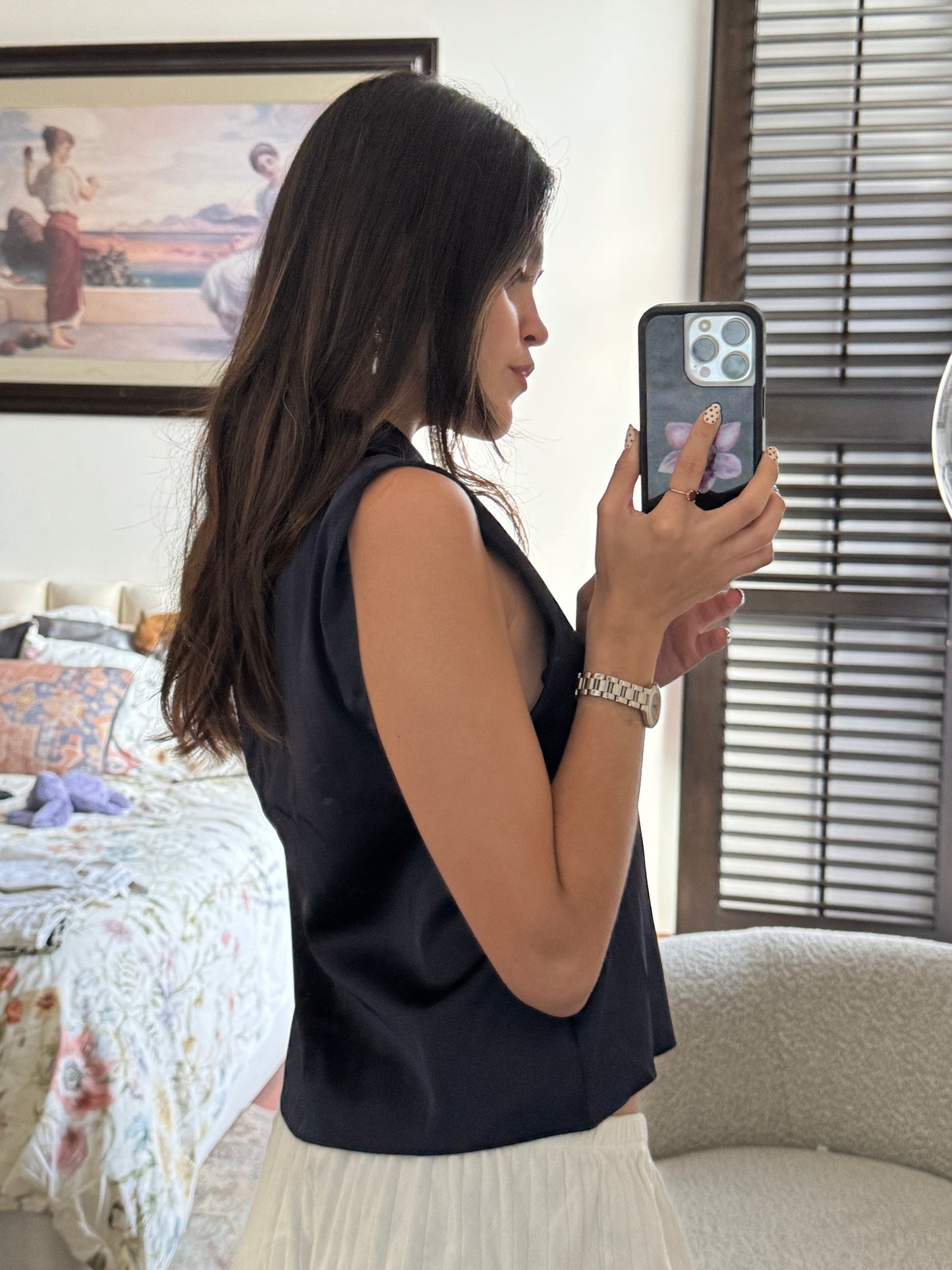 Zara Blusa Azul Marino sin mangas