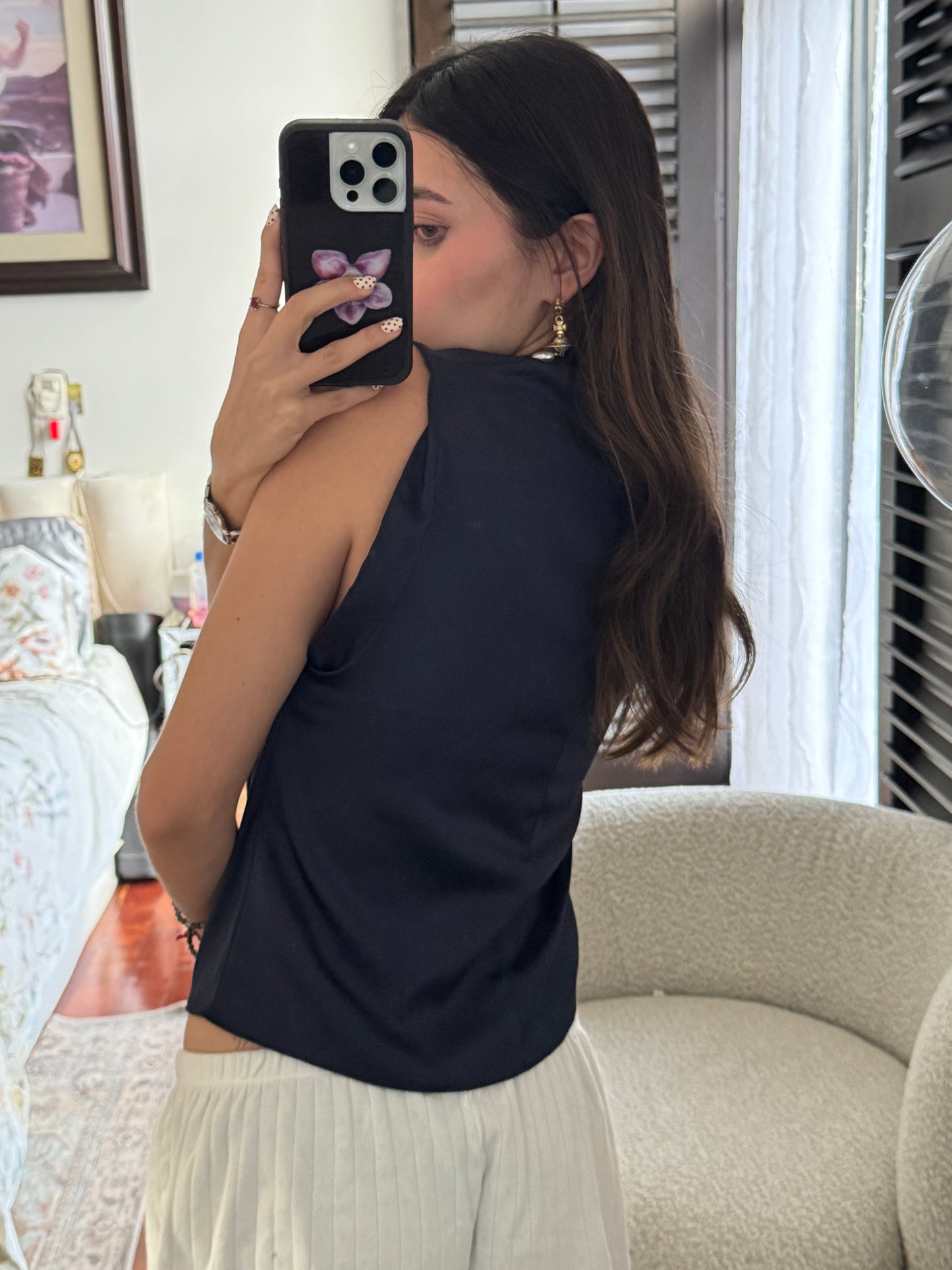 Zara Blusa Azul Marino sin mangas